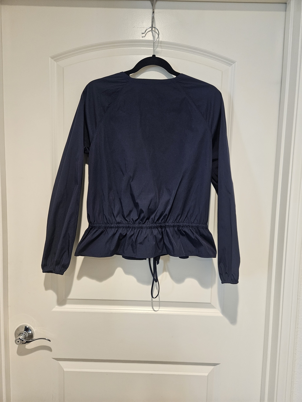 Halogen Navy Drawstring Peplum Zip Front Jacket # 920 - Picture 2 of 4
